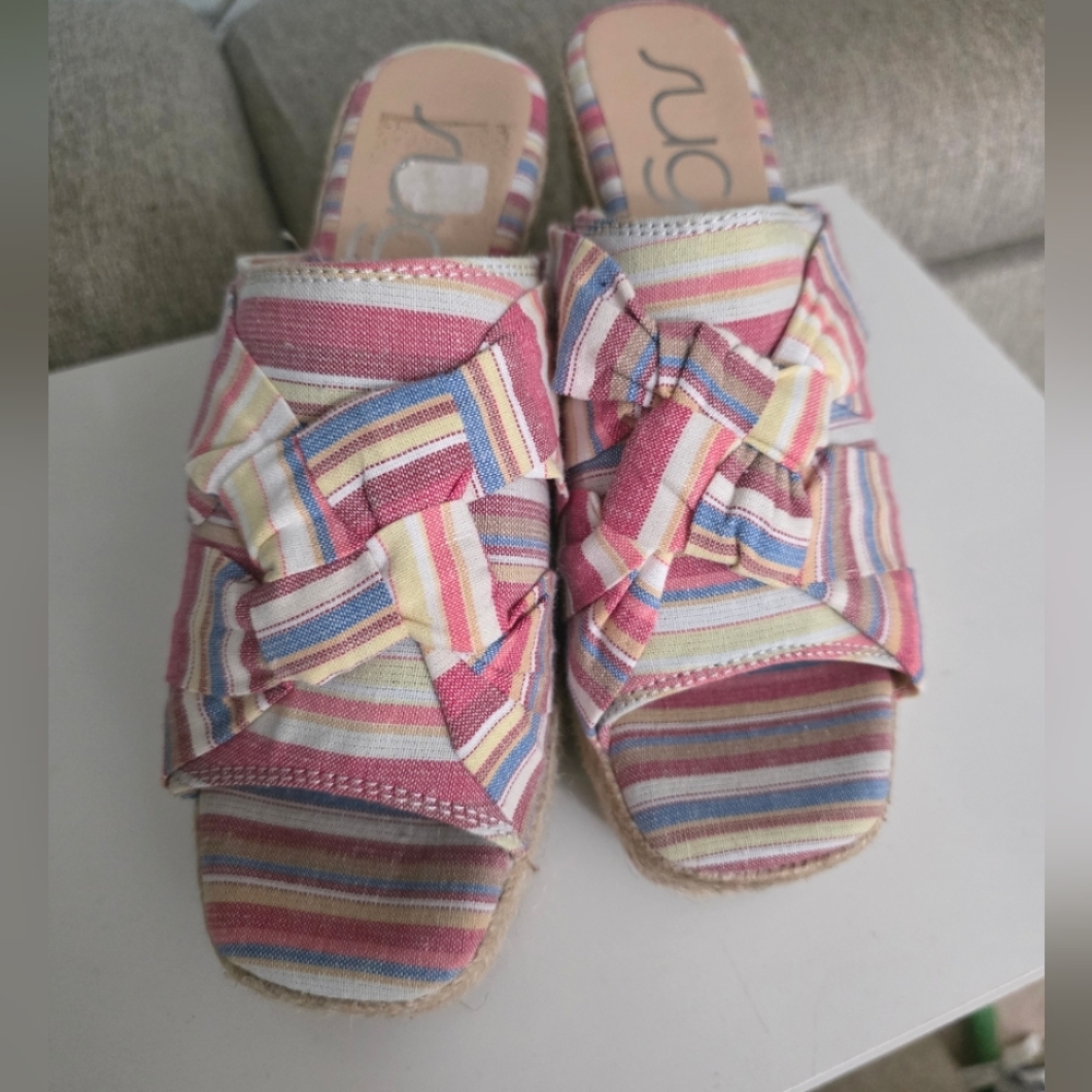 Sugar High Wedge Womens Sandals Casual Size 8.5M Multi Color NEW